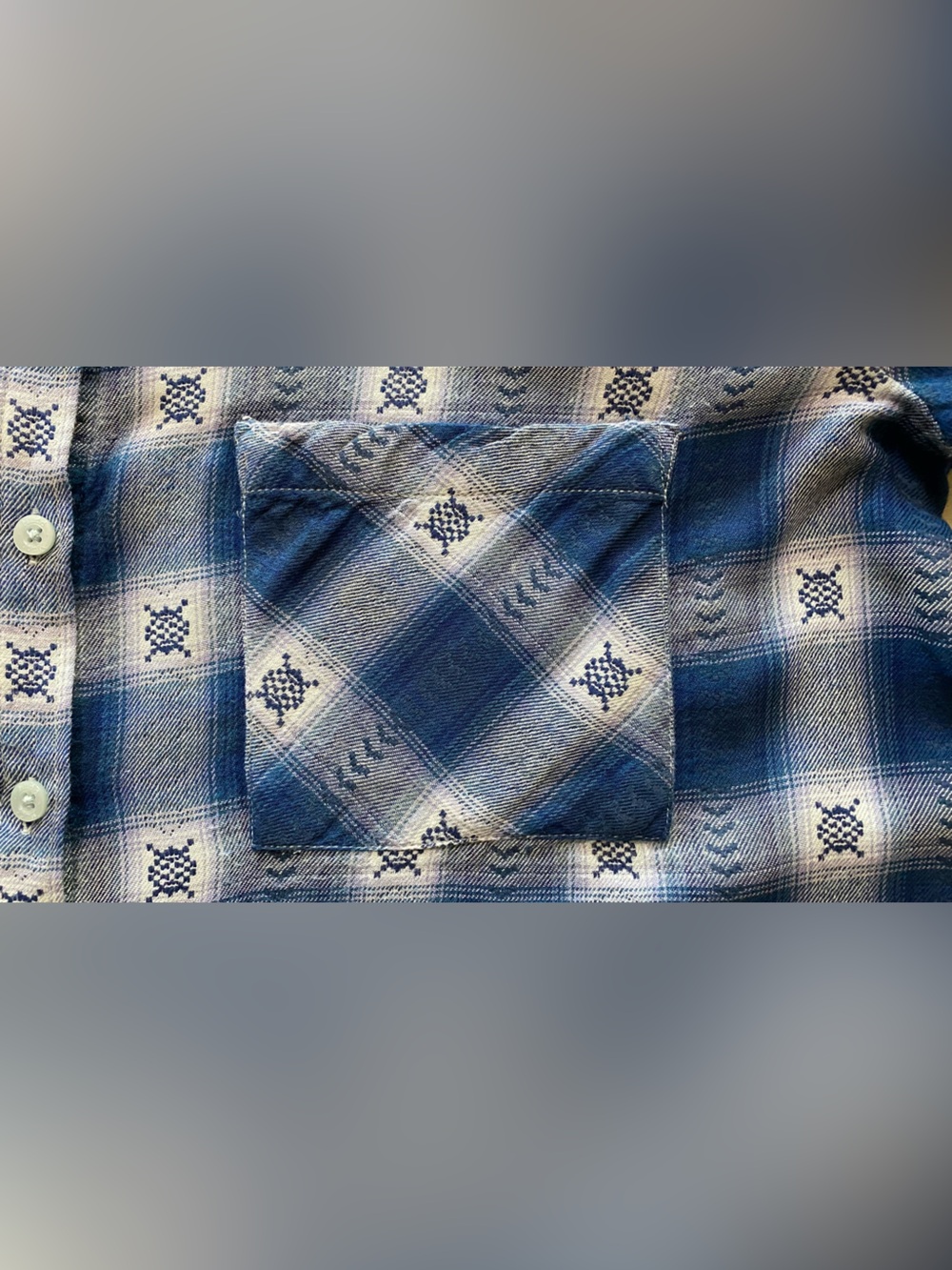 MUDD Y2K western Boho grunge, blue and white plaid shirt - Picture 5 of 13